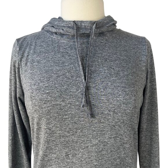 Reebok Pull Over Workout Shirt Womens Medium Gray Gym Hooded - Picture 3 of 8